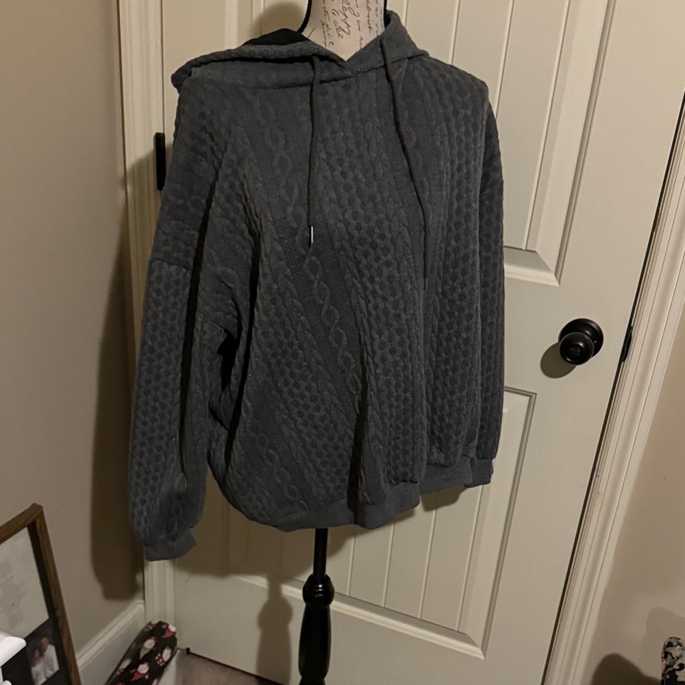 Gray Hooded Women's Top